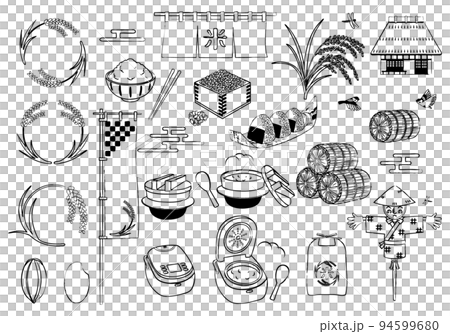 水稻新米插畫集手繪線描 94599680