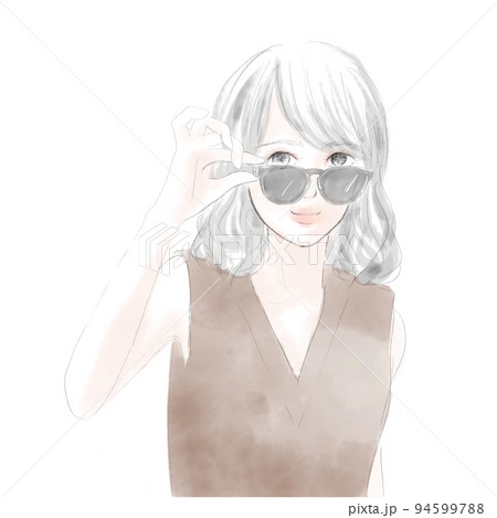 サングラスをかける女性のイラスト素材 [94599788] - PIXTA