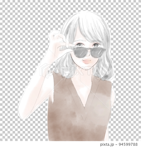 サングラスをかける女性のイラスト素材 [94599788] - PIXTA