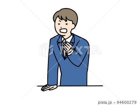激しい口調で意見を言っているビジネスマン　シンプルな線の人物イラスト 94600279