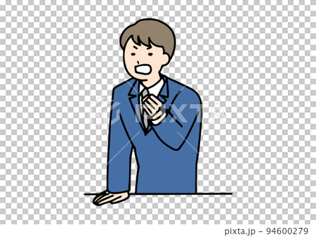 激しい口調で意見を言っているビジネスマン　シンプルな線の人物イラスト 94600279