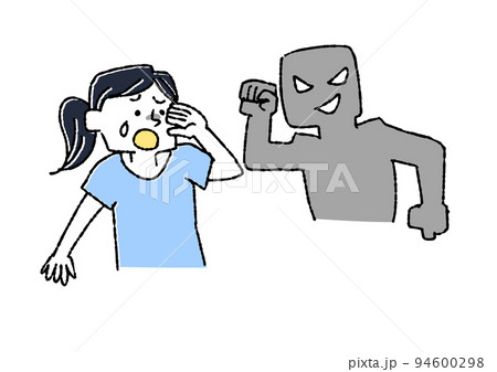 被害を受けている女性 コミカルな手書きの人物 被害を受けている女性 コミカルな手書きの人物 94600298