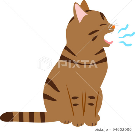 座ってあくびするキジ猫 94602000