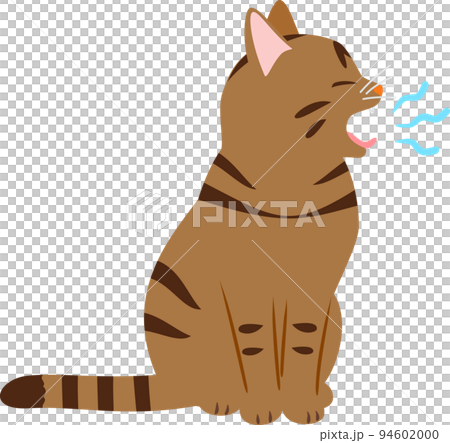 座ってあくびするキジ猫 94602000