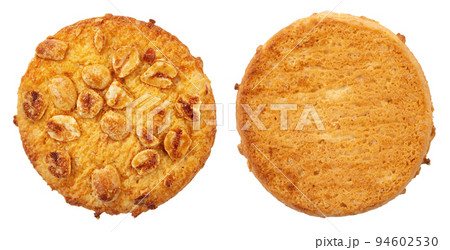 Delicious peanut circle shaped cookies. Fresh confectionery biscuit. Delicious peanut circle shaped cookies. Fresh confectionery biscuit. 94602530