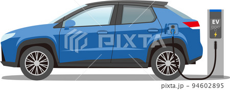 電気自動車 EV SUV 充電中 青 94602895