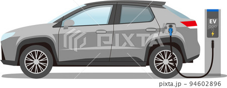 電気自動車 EV SUV 充電中 シルバー グレー 電気自動車 EV SUV 充電中 シルバー グレー 94602896