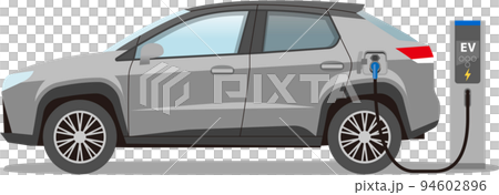 電気自動車 EV SUV 充電中 シルバー グレー 電気自動車 EV SUV 充電中 シルバー グレー 94602896