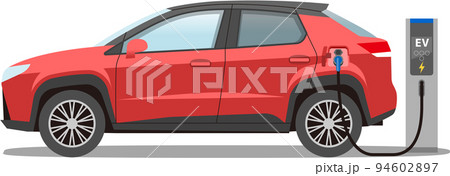 電気自動車 EV SUV 充電中 赤 94602897