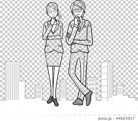 Thinking, worried businessman, business woman 94603937