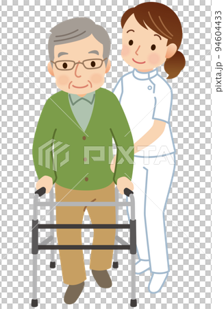 做步行訓練的老人、護士、護理人員 94604433
