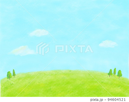 草原の風景 シンプルでさわやかな手描きイラスト背景素材 94604521