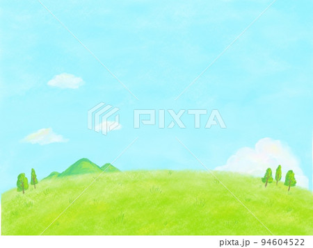 草原の風景 シンプルでさわやかな手描きイラスト背景素材 94604522
