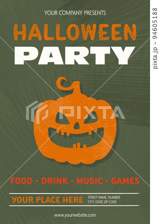 Halloween Party poster with funny pumpkin. Vector illustration 94605188