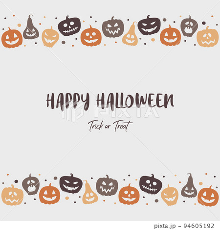 Background with creepy pumpkins. Halloween greeting card. Vector 94605192