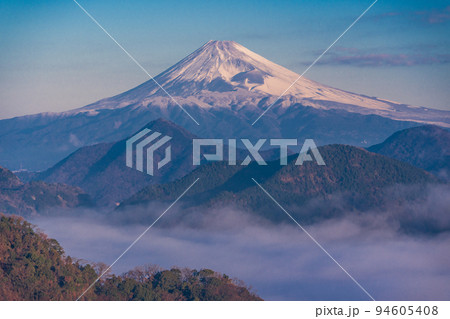 （静岡県）伊豆の国から、沼津アルプスの雲海越しに富士山 94605408