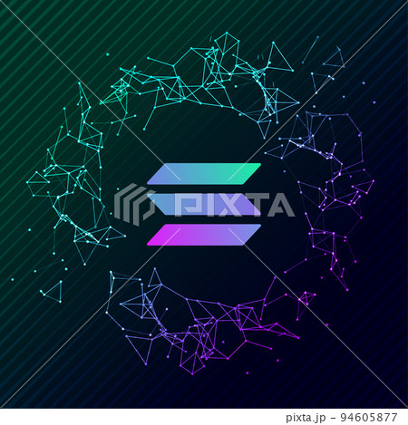 Solana logo coin icon. Isolated solana cryptocurrency token vector icon. Sol blockchain crypto bank. 94605877