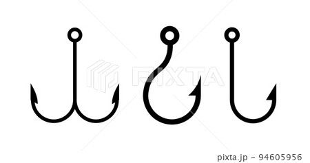 Fisher double hook vector icon. Fisherman trap metal hook illustration Fisher double hook vector icon. Fisherman trap metal hook illustration 94605956