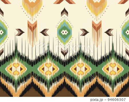 Abstract ethnic geometric ikat art. Seamless pattern in tribal, folk embroidery, and Mexican style for clothing wrapping Batik fabric illustration embroidery style. 94606307