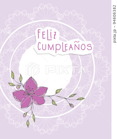Feliz Cumpleanos Happy Birthday In Spanish Greeting Card Royalty Free SVG,  Cliparts, Vectors, and Stock Illustration. Image 94189989.
