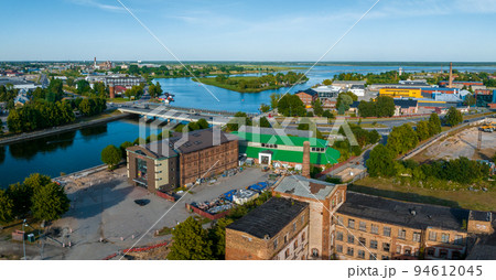 Beautiful panoramic aerial view photo of Holy Trinity Cathedral, Concert hall Great Amber city center of Liepaja city in Latvia. Beautiful panoramic aerial view photo of Holy Trinity Cathedral, Concert hall Great Amber city center of Liepaja city in Latvia. 94612045