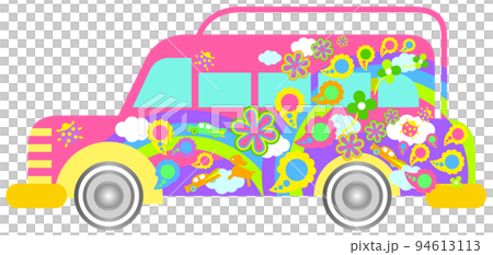 Illustration of a wrapping bus with a floral pattern Illustration of a wrapping bus with a floral pattern 94613113