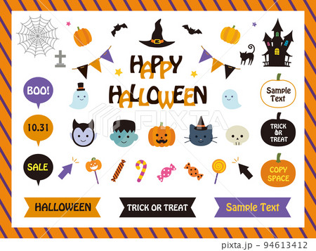 ハロウィン　シンプルなイラストセット　ハロウィーン素材　キャラクター　モンスター 94613412