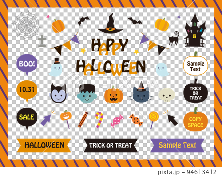 ハロウィン　シンプルなイラストセット　ハロウィーン素材　キャラクター　モンスター 94613412