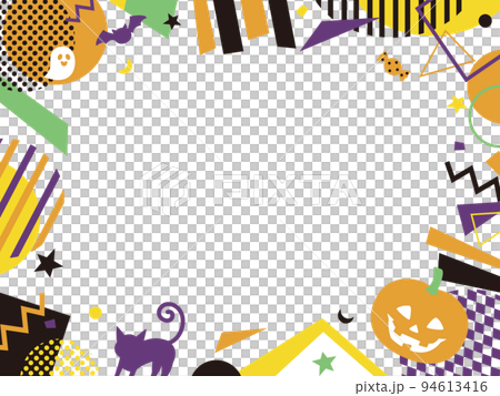 流行和多彩的萬聖節留言卡框架萬聖節插圖 流行和多彩的萬聖節留言卡框架萬聖節插圖 94613416