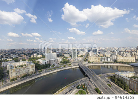 Aerial view of center of Moscow from observation deck located on the 33rd floor of the Radisson Collection Hotel (historical name Hotel Ukraina), Russia 94614258
