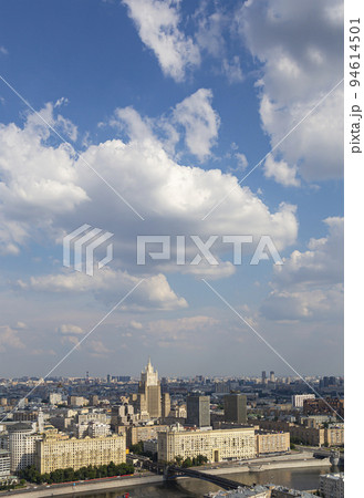 Aerial view of center of Moscow from observation deck located on the 33rd floor of the Radisson Collection Hotel (Hotel Ukraina), building Ministry of Foreign Affairs, Russia Aerial view of center of Moscow from observation deck located on the 33rd floor of the Radisson Collection Hotel (Hotel Ukraina), building Ministry of Foreign Affairs, Russia 94614501