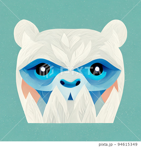 Yeti serious muzzle on a turquoise background. Flat illustration. Digital illustration 94615349