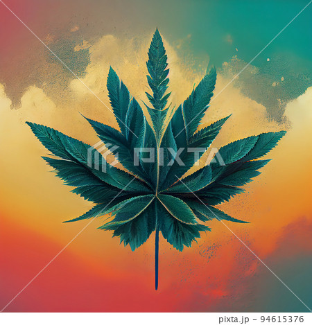 Cannabis weed on artistic gradient background....のイラスト素材 [94615376] - PIXTA