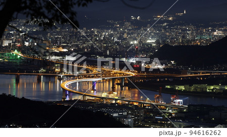 仁保ジャンクションを含む広島市の夜景、広島市安芸区の愛宕神社から撮影 94616262
