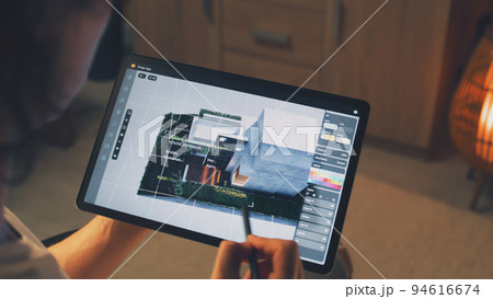 3D designer working on house exterior 3D designer working on house exterior 94616674