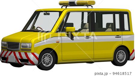 黄色い回転灯の道路パトロールカー。背景透明画像イラスト 黄色い回転灯の道路パトロールカー。背景透明画像イラスト 94618517