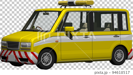 黄色い回転灯の道路パトロールカー。背景透明画像イラスト 黄色い回転灯の道路パトロールカー。背景透明画像イラスト 94618517