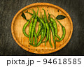 青唐辛子　group photo of home-grown blue chili peppers 94618585