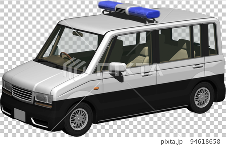 藍色旋轉燈、藍色警察背景透明圖像插圖的預防犯罪警車 94618658