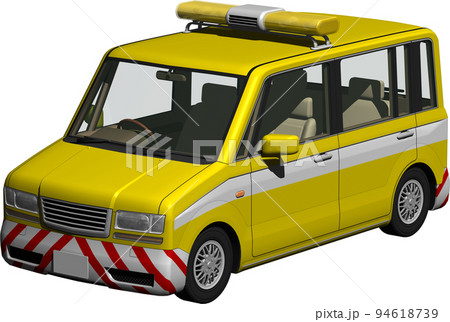 黄色い回転灯の道路パトロールカー。背景透明画像イラスト 黄色い回転灯の道路パトロールカー。背景透明画像イラスト 94618739
