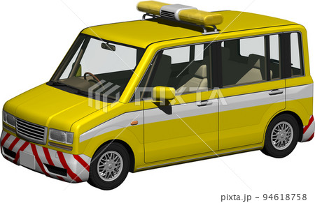 黄色い回転灯の道路パトロールカー。背景透明画像イラスト 黄色い回転灯の道路パトロールカー。背景透明画像イラスト 94618758