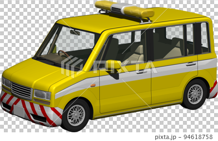黄色い回転灯の道路パトロールカー。背景透明画像イラスト 黄色い回転灯の道路パトロールカー。背景透明画像イラスト 94618758