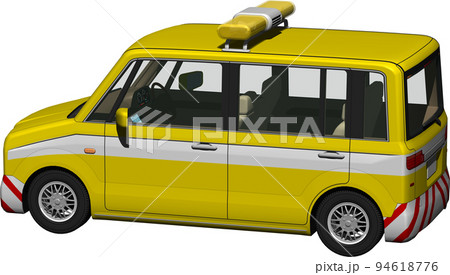 黄色い回転灯の道路パトロールカー。背景透明画像イラスト 黄色い回転灯の道路パトロールカー。背景透明画像イラスト 94618776