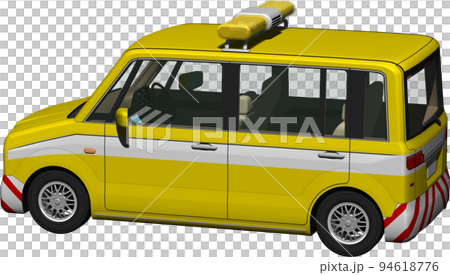 黄色い回転灯の道路パトロールカー。背景透明画像イラスト 黄色い回転灯の道路パトロールカー。背景透明画像イラスト 94618776