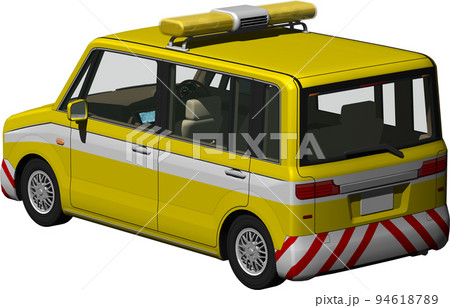 黄色い回転灯の道路パトロールカー。背景透明画像イラスト 黄色い回転灯の道路パトロールカー。背景透明画像イラスト 94618789