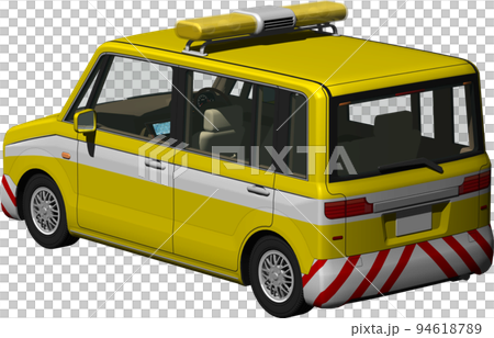黄色い回転灯の道路パトロールカー。背景透明画像イラスト 黄色い回転灯の道路パトロールカー。背景透明画像イラスト 94618789