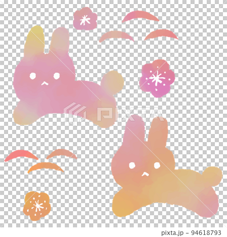 Rabbit illustration material drawn by watercolor 94618793