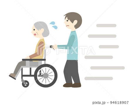 車椅子に乗ったおばあさん　男性　移動スピード 94618907