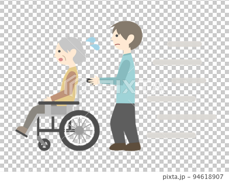 車椅子に乗ったおばあさん　男性　移動スピード 94618907