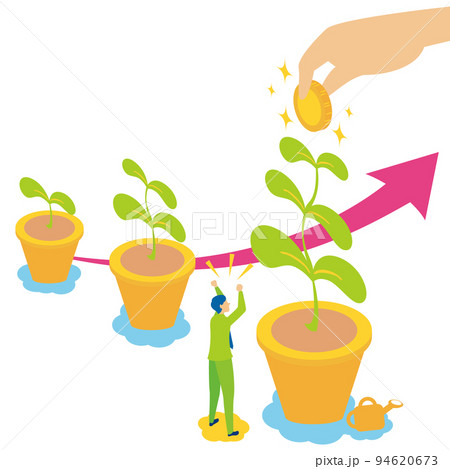 積立投資していった資産が増えて喜ぶ若い男性 94620673